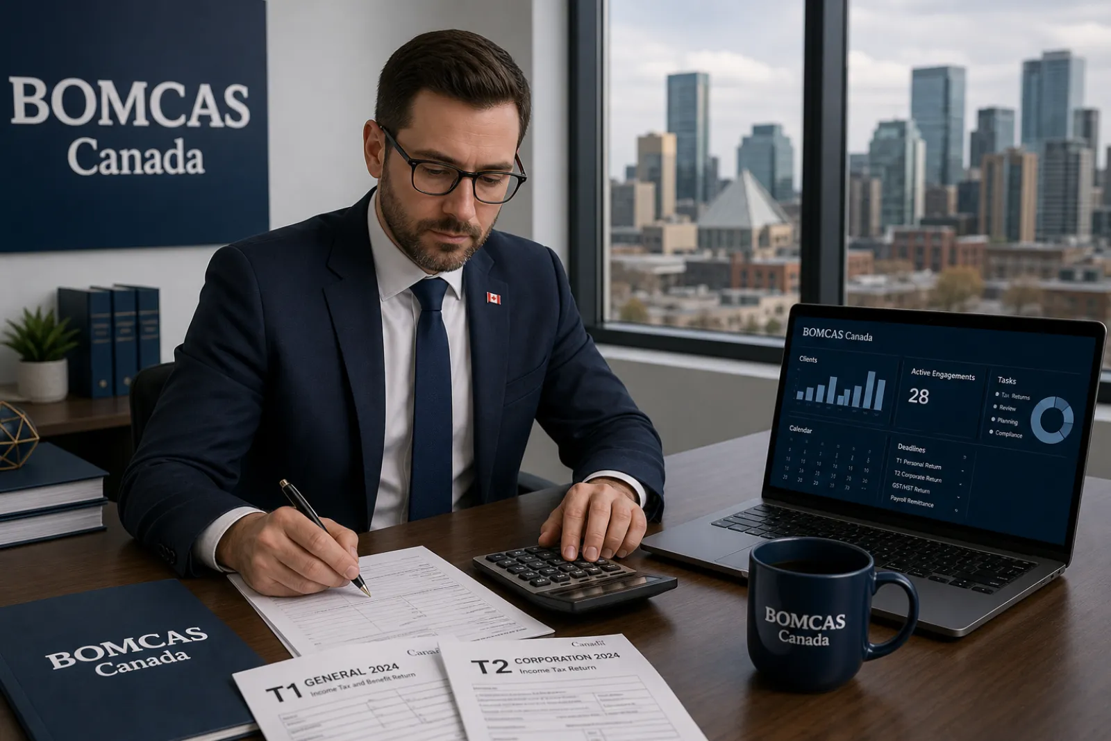 BOMCAS Canada accountant reviewing GST/HST returns and Canadian payroll